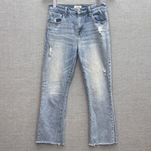 Pistola High Rise Crop Flare Distressed Jeans Light Wash Blue Size 27